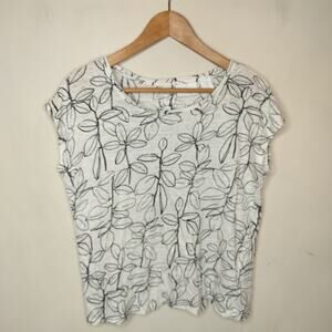 Cynthia Rowley Linen Knit Top Tee Floral